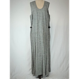 80's FLAX Jeanne Engelhart Gray Checkered Maxi Dress Womens 1G XXL #50182